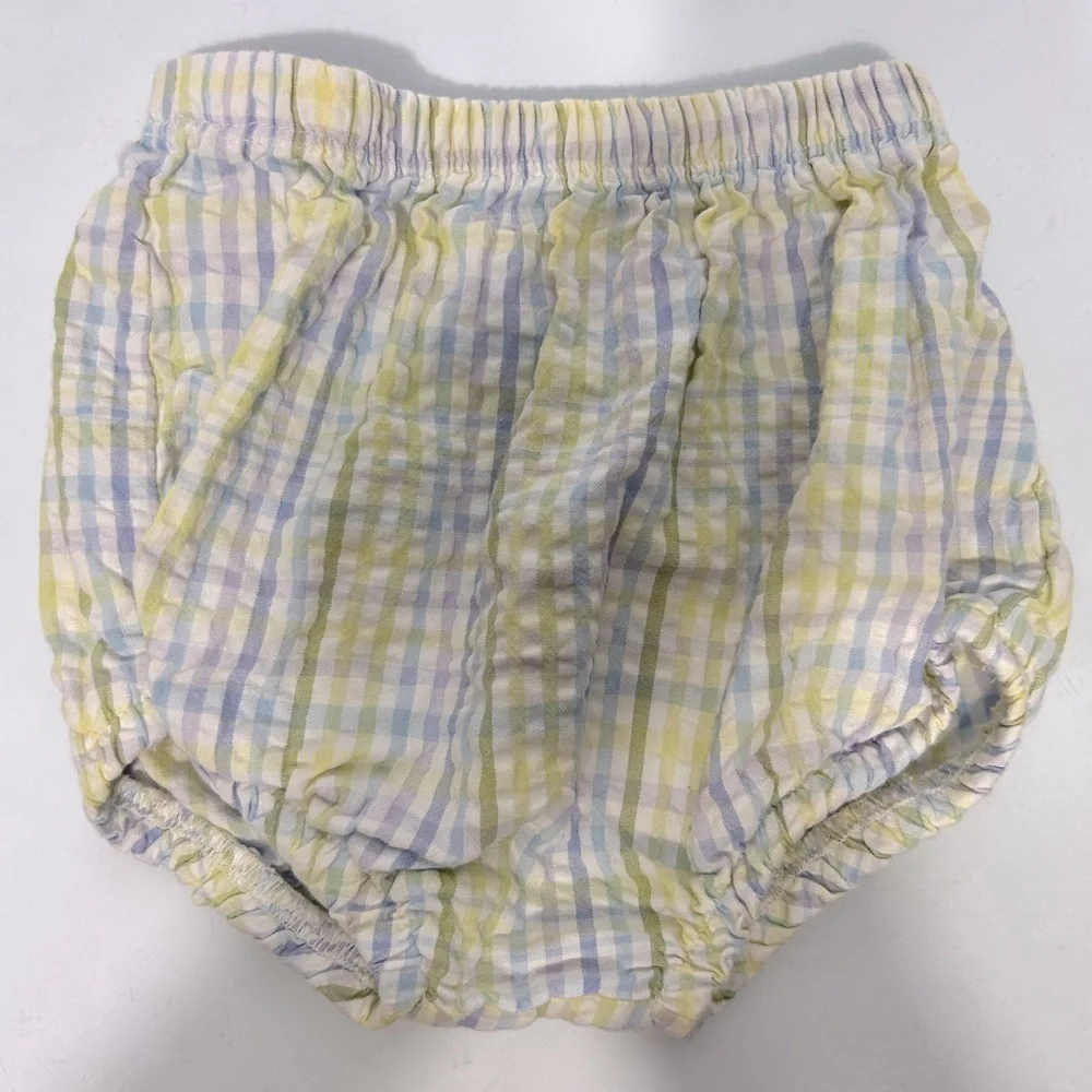 OshKosh Vintage Seersucker Striped Dress Size 24 Mos. Yellow/Lavender Cotton